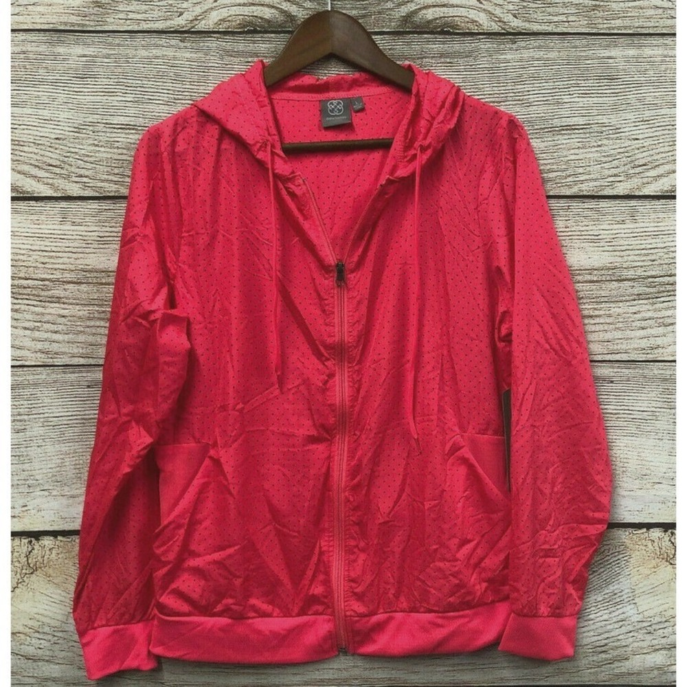 Daisy Fuentes Jacket Womens XLarge Bright Pink Athletic Mesh Lightweight New